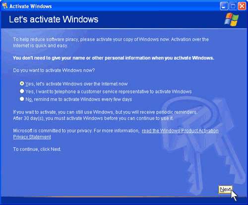 bypass windows xp product activation