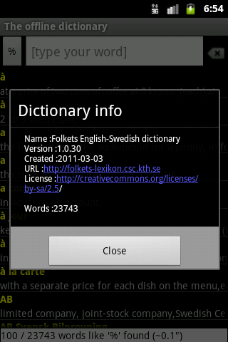 offline Android multi-language dictionary