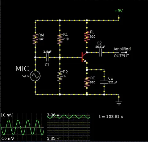 Simple electret microphone circuit
